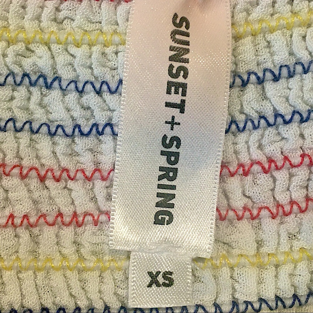 Sunset + Spring Off Shoulder Striped Smocked Crop - Picture 5 of 13